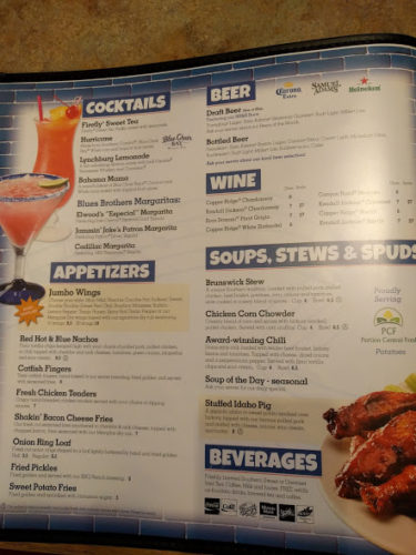 Red Hot & Blue Menu 1