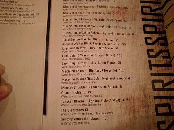 Still Portsmouth VA Drinks Menu Whiskey