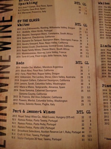 Still Portsmouth VA Drinks Menu Wines