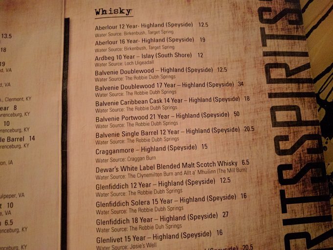 Still Portsmouth VA drinks menu - whiskey 3