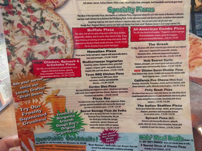 Dough Boys Virginia Beach menu - pizza