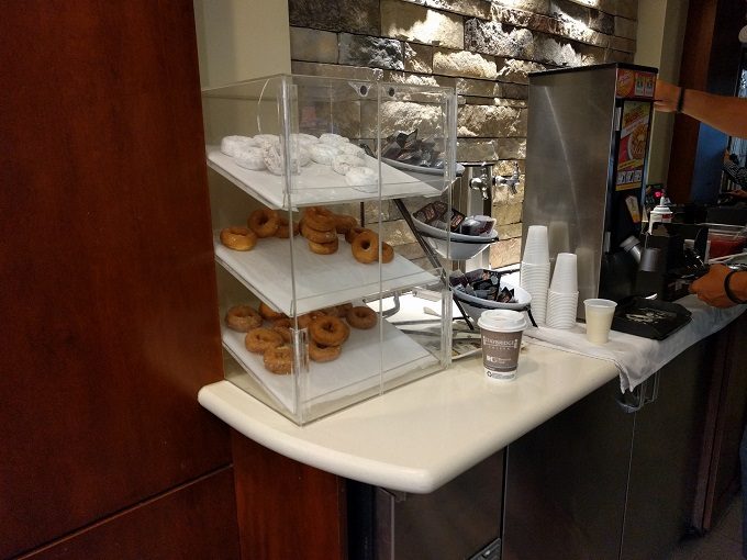 Staybridge Suites Herndon Dulles breakfast - donuts and waffle makers