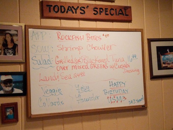 Daily specials menu