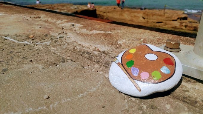 Painted rock left at Bondi Beach