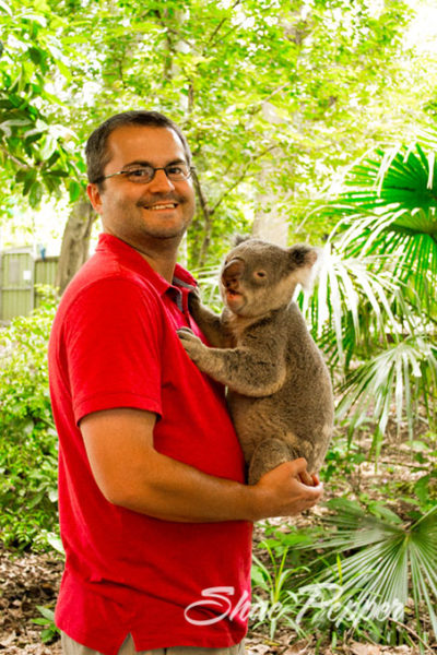 Stephen holding a koala