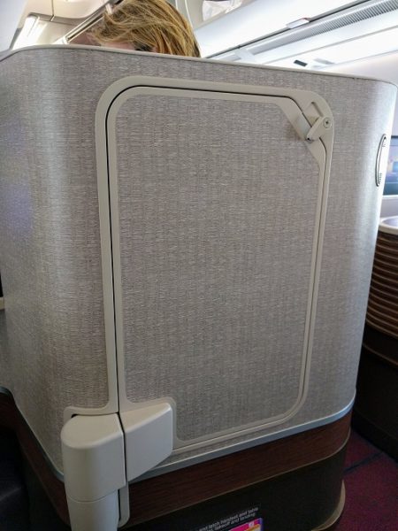 Thai Airways MEL-BKK business class tray table stowed