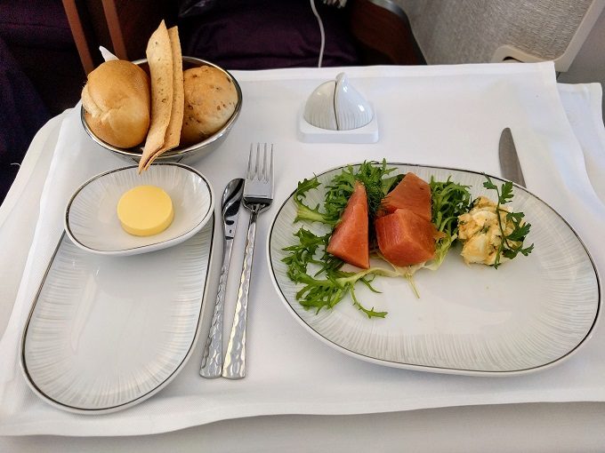 Thai Airways MEL-BKK - smoked trout with egg mayonnaise