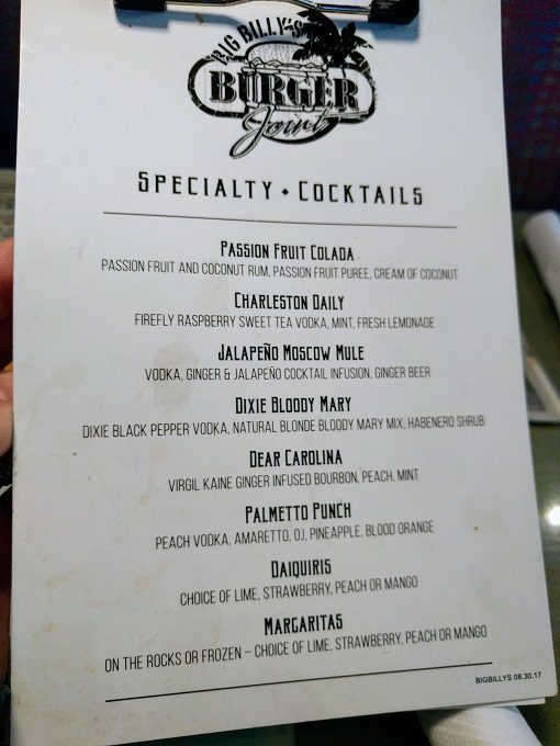 Big Billy's Burger Joint cocktails