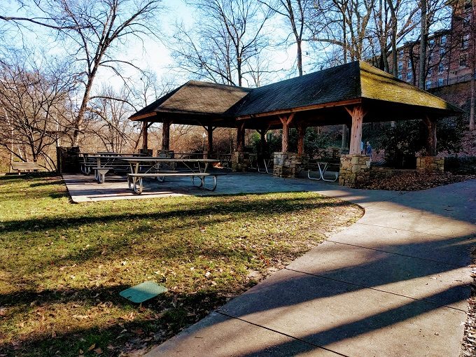 Picnic shelter at Falls Park On The Reedy