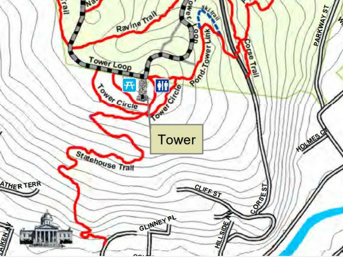 Hubbard Park Tower trail map