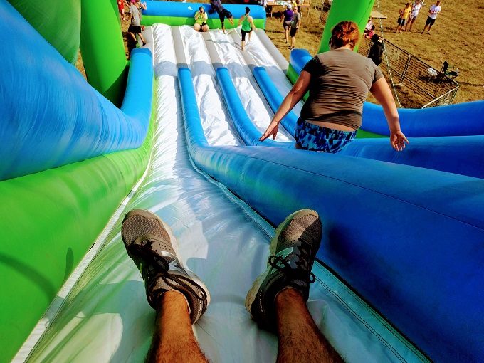 Insane Inflatable 5k Grand Rapids MI - Sliding to the end of the course
