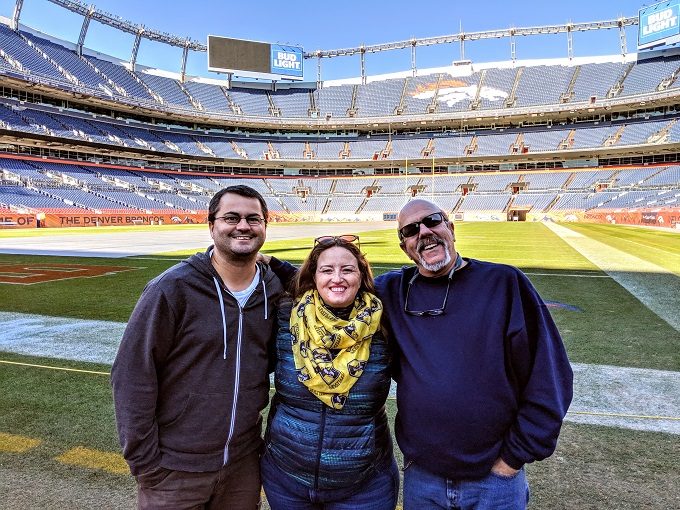 Denver Broncos Stadium Tour - The three of us by the field