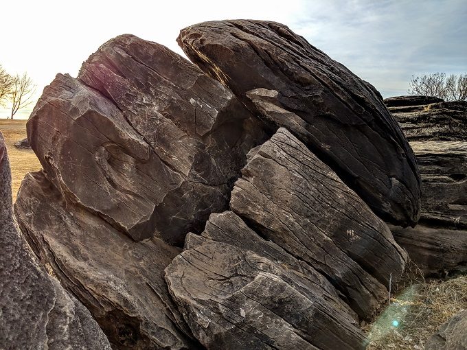 One of the large rock formations at Rock City Park, Kansas