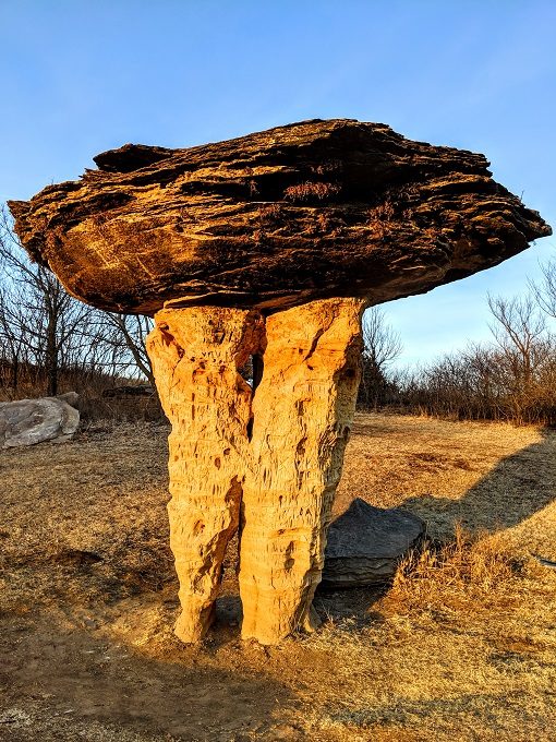 One of the mushroom rocks at Mushroom Rock State Park in Marquette, Kansas