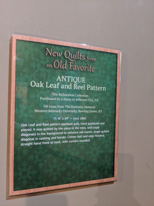 Antique Oak Leaf and Reel Pattern at the National Quilt Museum