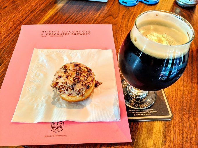 Porter from Deschutes Brewery & donut from Hi-Five Donuts