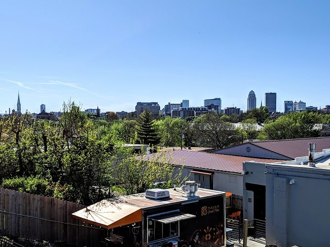 View of downtown Louisville from Gravely Brewing