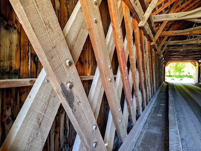 Inside Sanderson Covered Bridge in Brandon, Vermont