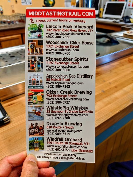 List of stops on the Middlebury Tasting Trail (sort of)