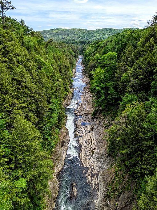 View of Quechee Gorge from one side of the bridge