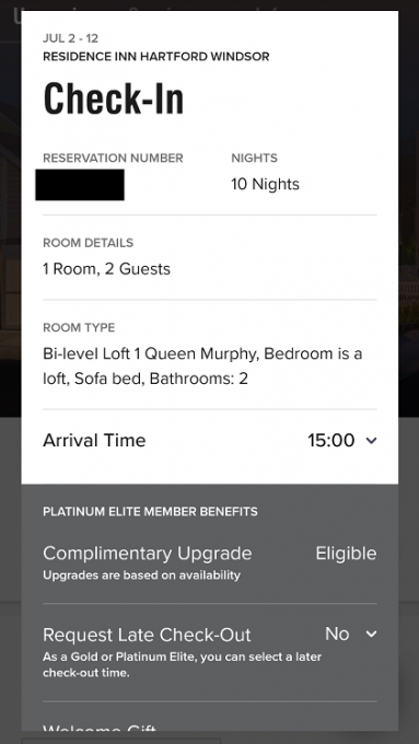 Room upgrade confirmation