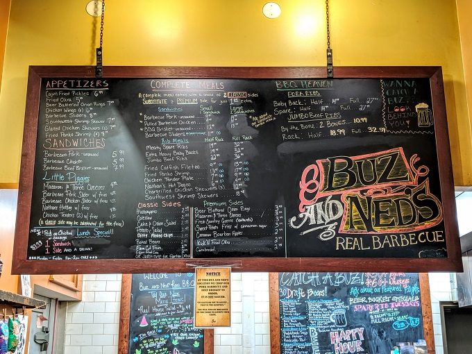 Buz and Ned's menu board