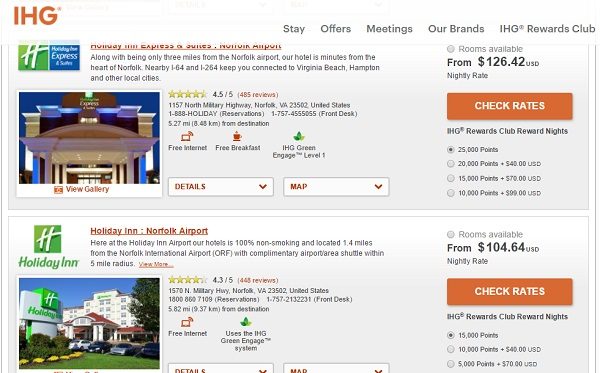 IHG Points And Cash Options