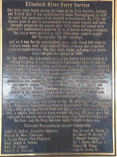 Elizabeth River Ferry history