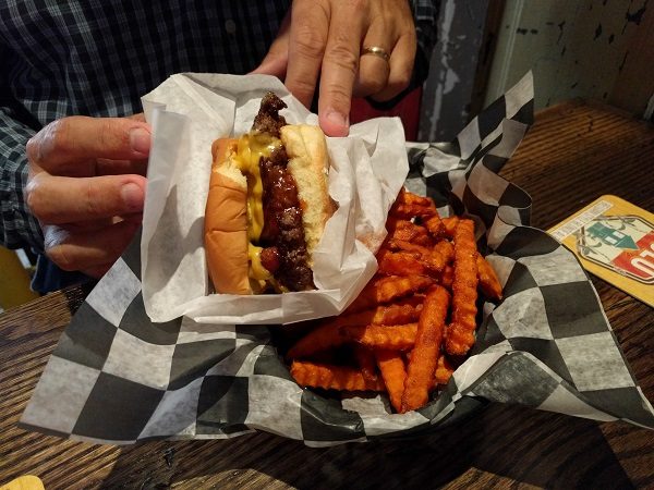Jack Brown's Cowboy burger and sweet potato fries