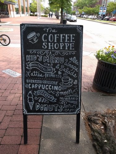 The Coffee Shoppe Portsmouth VA sidewalk board