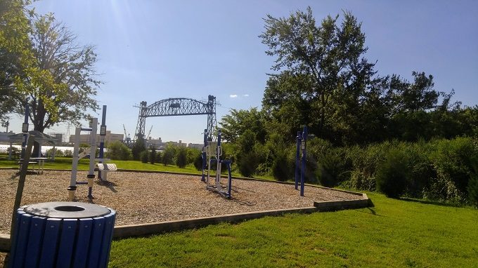 26 - There's a park area with exercise equipment