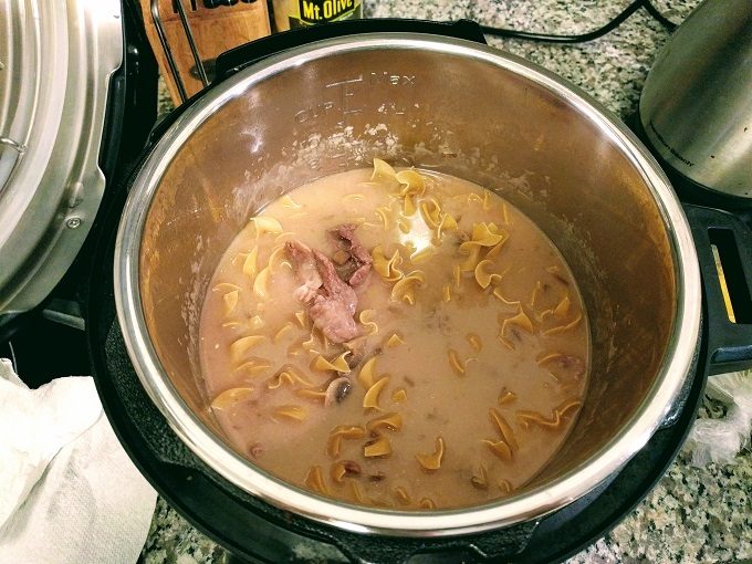 Instant Pot beef stroganoff - Add the noodles
