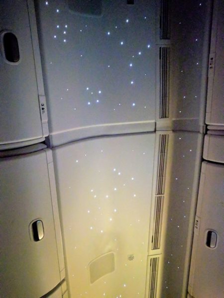 EVA Air TPE-JFK business class - stars on cabin ceiling
