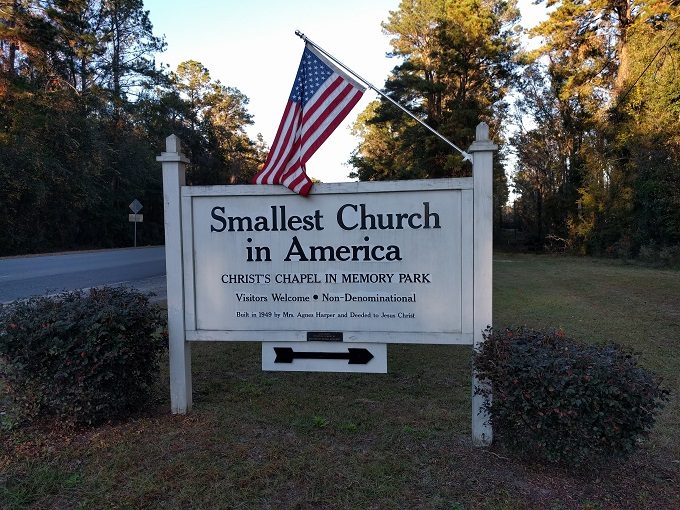 Entrance sign for the Smallest Church in America
