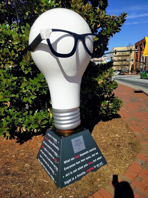 Lighten Up Spartanburg Bulb With Glasses by Ann Eickman and Susan Floyd