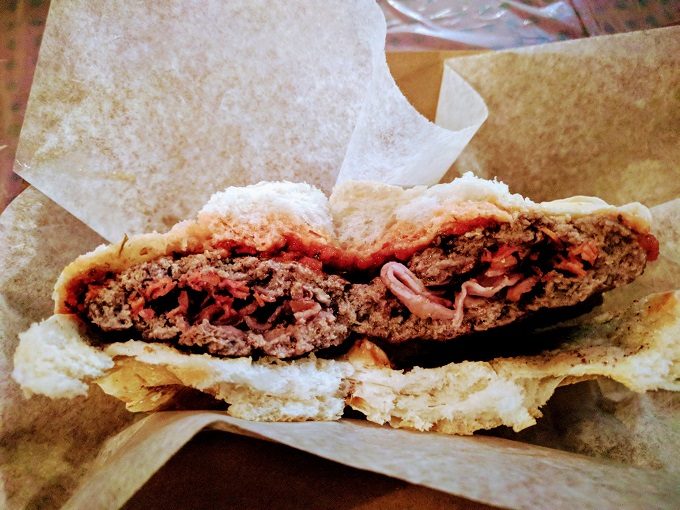 GTSouth Geek & Gaming Tavern Johnny Castaway stuffed specialty burger
