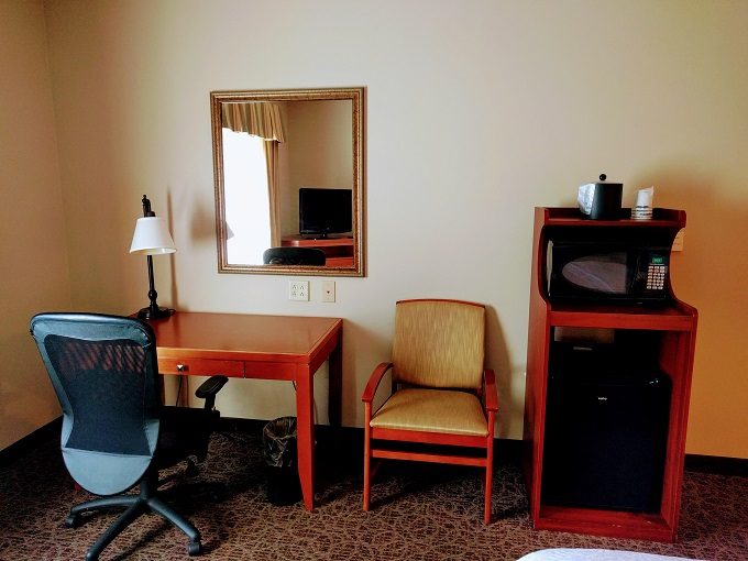 Hampton Inn Enterprise AL - Desk, chairs, fridge & microwave