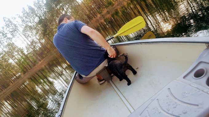 Truffles's first canoe ride