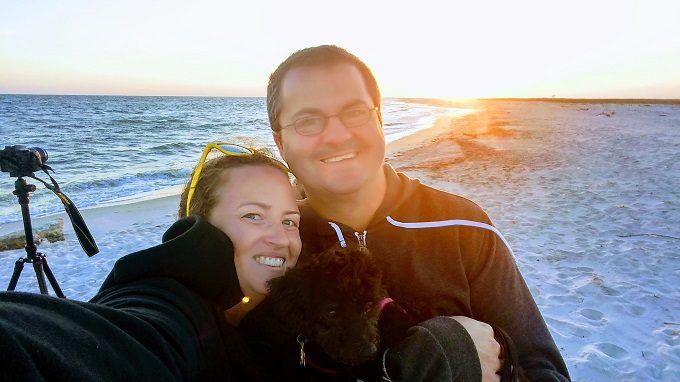 Family sunset selfie on Dauphin Island
