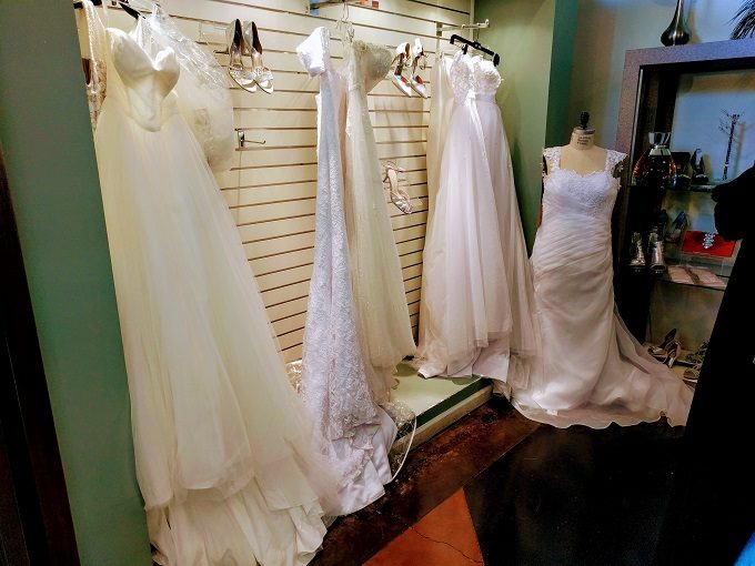 Wedding dresses at the Unclaimed Baggage Center