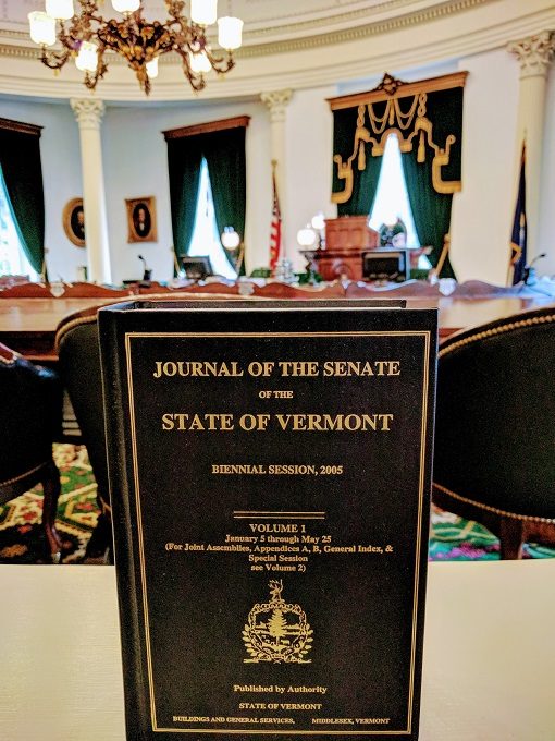 Journal of the Senate, Vermont State House