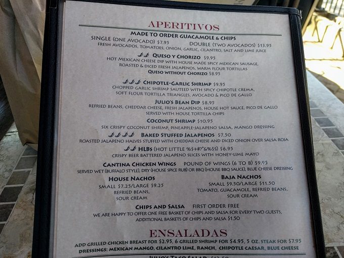 Julio's Cantina menu Montpelier VT - Appetizers