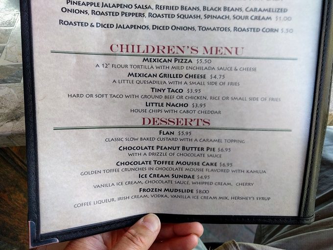 Julio's Cantina menu Montpelier VT - Children's menu & desserts
