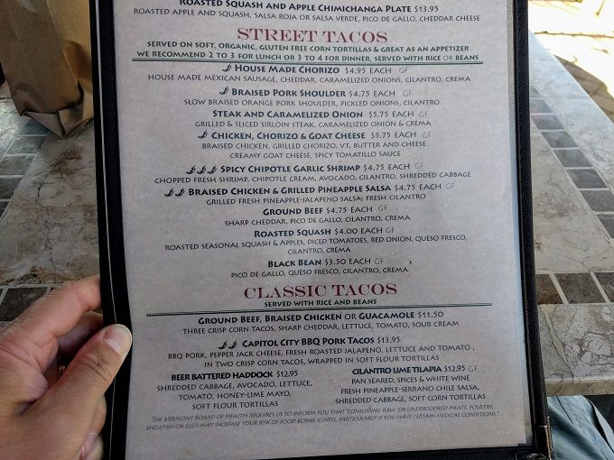 Julio's Cantina menu Montpelier VT - Street tacos & classic tacos