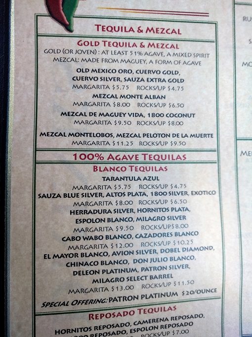 Julio's Cantina menu Montpelier VT - Tequilas