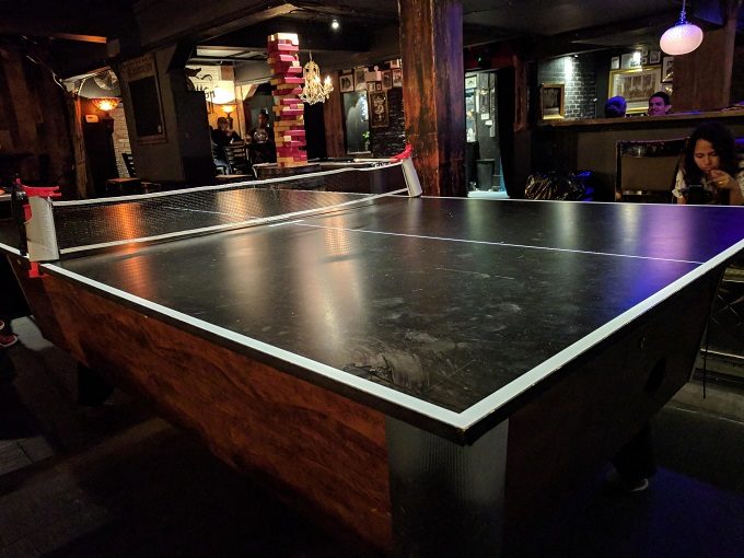 Mad Hatter Pub, Montreal - Table tennis table & large Jenga