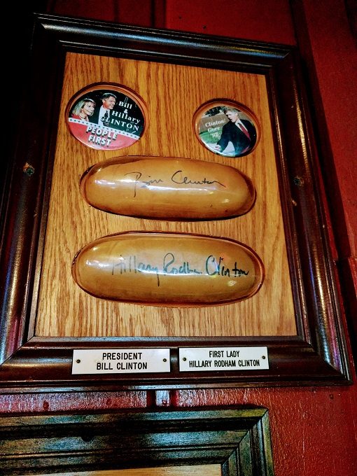 The Original Tony Packo's, Toledo Ohio - Buns signed by Bill & Hillary Clinton