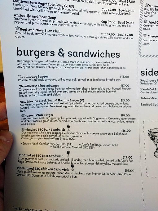 Zingerman's Roadhouse menu - Burgers & sandwiches