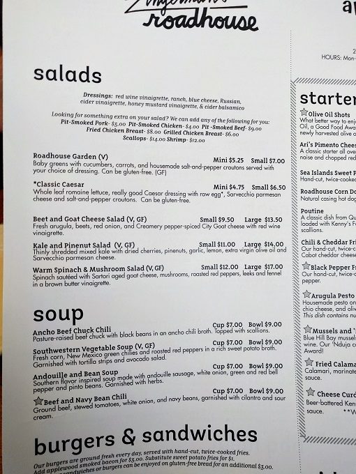 Zingerman's Roadhouse menu - Salads & soups