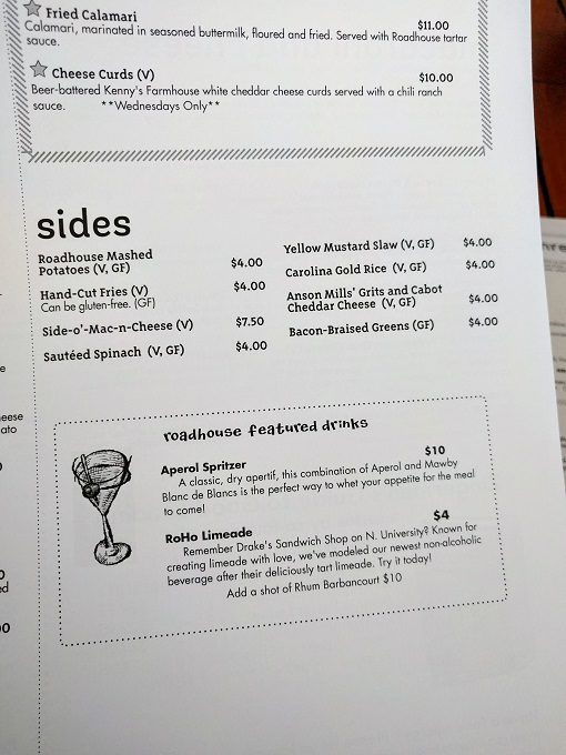 Zingerman's Roadhouse menu - Sides